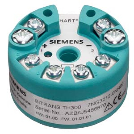 西门子 7NG3212-0NN00温度测量变送器 SITRANS TH300 用于装入到连接头内 . 双导线技术 4 ... 20 mA， 可按照 HART 标准通信， . 无防爆保护